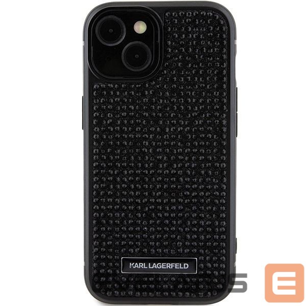 Чехол на заднюю панель Karl Lagerfeld Karl Lagerfeld Rhinestone Logo Metal Plate case for iPhone 15 - black