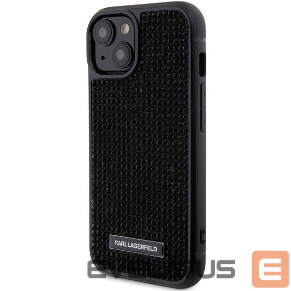 Чехол на заднюю панель Karl Lagerfeld Karl Lagerfeld Rhinestone Logo Metal Plate case for iPhone 15 - black