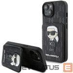 Чехол на заднюю панель Karl Lagerfeld  Karl Lagerfeld Saffiano Cardslots and Stand Monogram Ikonik Patch case for iPhone 15 - black 
