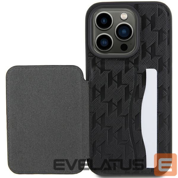 Чехол на заднюю панель Karl Lagerfeld Karl Lagerfeld Saffiano Cardslots and Stand Monogram Choupette Case for iPhone 15 Pro Max - Black