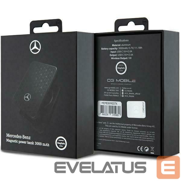 Другой аксессуар для телефона Mercedes-Benz Powerbank Mercedes Stars Pattern MagSafe 5W 3000mAh - black