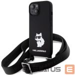 Чехол на заднюю панель Karl Lagerfeld  Karl Lagerfeld KLHCP15SSCBSCNK iPhone 15 6.1" hardcase black/black Crossbody Silicone Choupette 