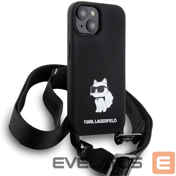 Чехол на заднюю панель Karl Lagerfeld Karl Lagerfeld KLHCP15SSCBSCNK iPhone 15 6.1" hardcase black/black Crossbody Silicone Choupette