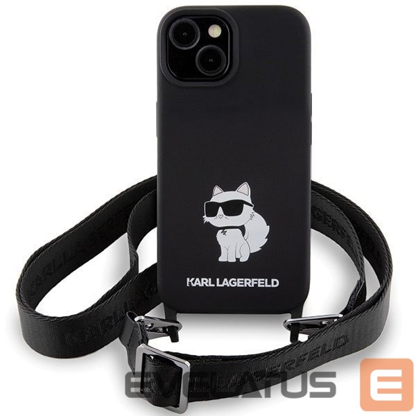 Чехол на заднюю панель Karl Lagerfeld Karl Lagerfeld KLHCP15SSCBSCNK iPhone 15 6.1" hardcase black/black Crossbody Silicone Choupette