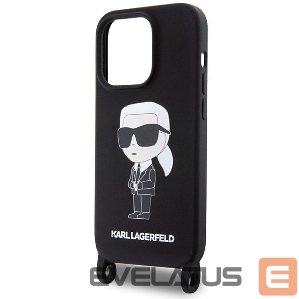 Чехол на заднюю панель Karl Lagerfeld Karl Lagerfeld KLHCP15XSCBSKNK iPhone 15 Pro Max 6.7" hardcase black/black Crossbody Silicone Ikonik