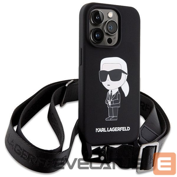 Чехол на заднюю панель Karl Lagerfeld Karl Lagerfeld KLHCP15XSCBSKNK iPhone 15 Pro Max 6.7" hardcase black/black Crossbody Silicone Ikonik