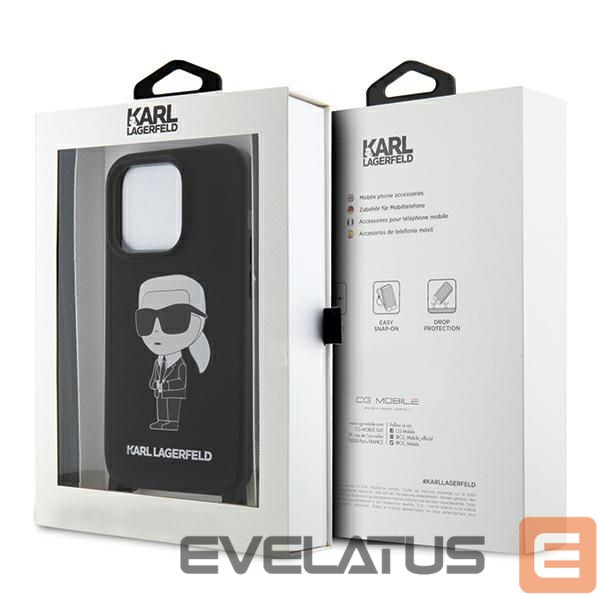 Чехол на заднюю панель Karl Lagerfeld Karl Lagerfeld KLHCP15XSCBSKNK iPhone 15 Pro Max 6.7" hardcase black/black Crossbody Silicone Ikonik