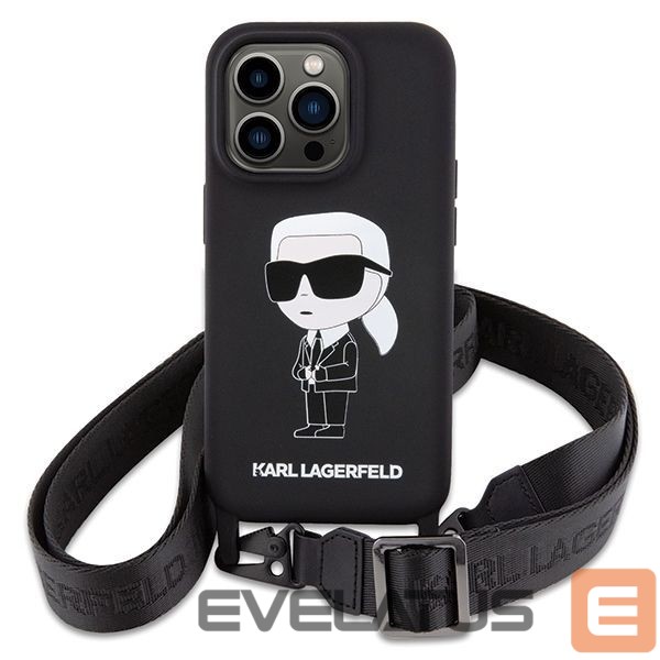 Чехол на заднюю панель Karl Lagerfeld Karl Lagerfeld KLHCP15XSCBSKNK iPhone 15 Pro Max 6.7" hardcase black/black Crossbody Silicone Ikonik