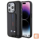 Чехол на заднюю панель BMW  BMW Grip Stand Smooth & Carbon case for iPhone 15 Pro - black 