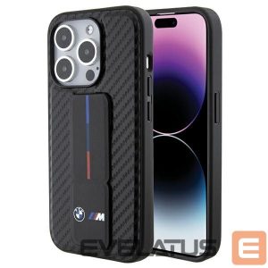 Чехол на заднюю панель BMW  BMW Grip Stand Smooth & Carbon case for iPhone 15 Pro - black 