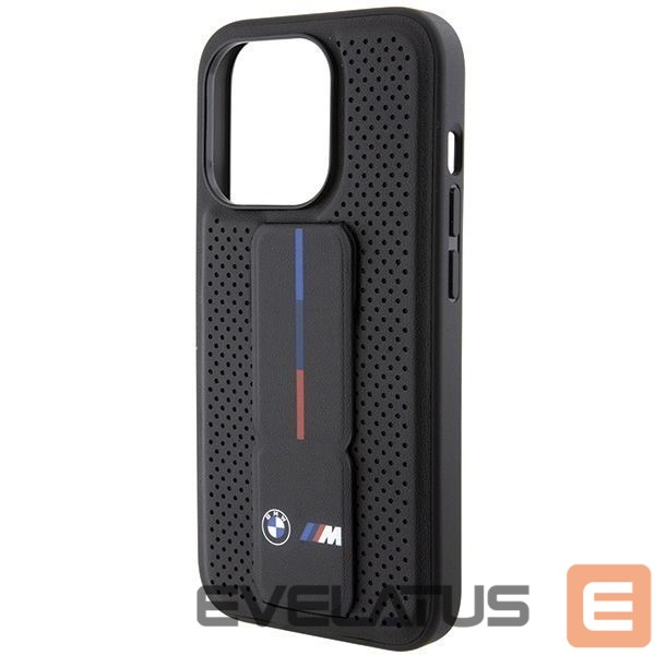 Чехол на заднюю панель BMW BMW Grip Stand Smooth & Perforated case for iPhone 15 Pro - black