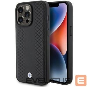 Чехол на заднюю панель BMW  BMW Leather Diamond Pattern case for iPhone 15 Pro Max - black 