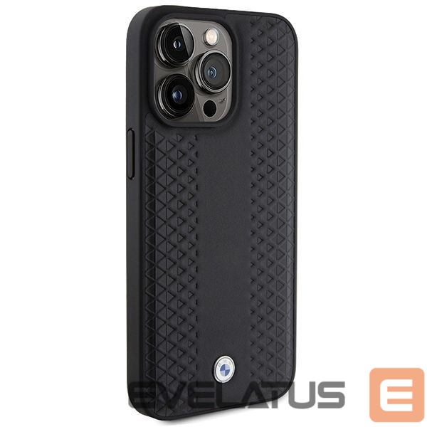 Чехол на заднюю панель BMW BMW Leather Diamond Pattern case for iPhone 15 Pro Max - black
