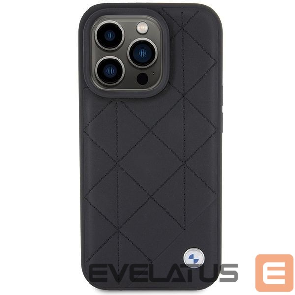Чехол на заднюю панель BMW BMW Leather Quilted case for iPhone 15 Pro Max - black