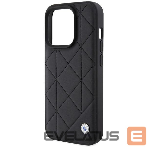 Чехол на заднюю панель BMW BMW Leather Quilted case for iPhone 15 Pro Max - black