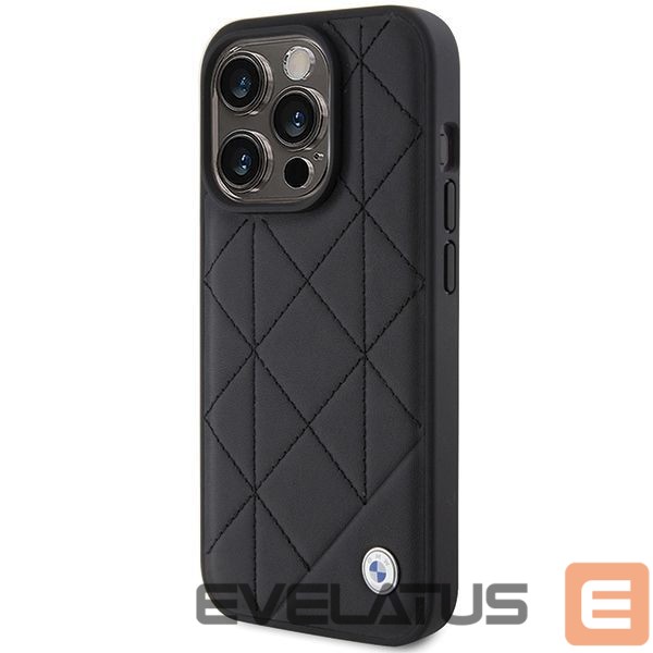 Чехол на заднюю панель BMW BMW Leather Quilted case for iPhone 15 Pro Max - black