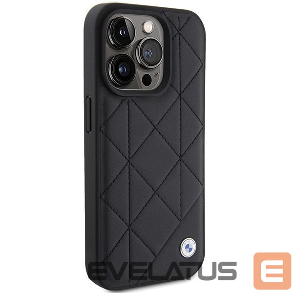 Чехол на заднюю панель BMW BMW Leather Quilted case for iPhone 15 Pro Max - black