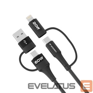 Кабель Wozinsky  Wozinsky WNBAA 4in1 cable 2x USB-C 1x USB-A 1x Lightning 60W 1 m - black 