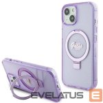 Чехол на заднюю панель Guess  Guess Ring Stand Script Glitter MagSafe case for iPhone 15 Plus / 14 Plus - purple 