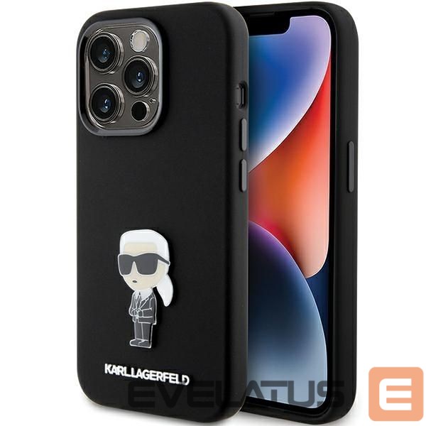 Чехол на заднюю панель Karl Lagerfeld Karl Lagerfeld Silicone Ikonik Metal Pin case for iPhone 15 Pro - black