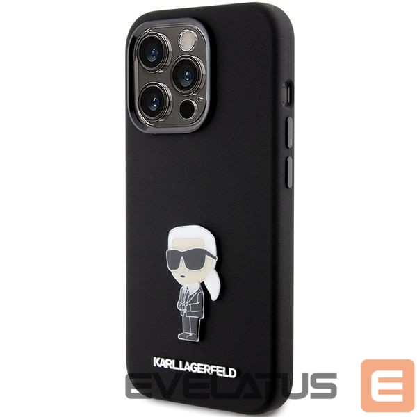 Чехол на заднюю панель Karl Lagerfeld Karl Lagerfeld Silicone Ikonik Metal Pin case for iPhone 15 Pro - black