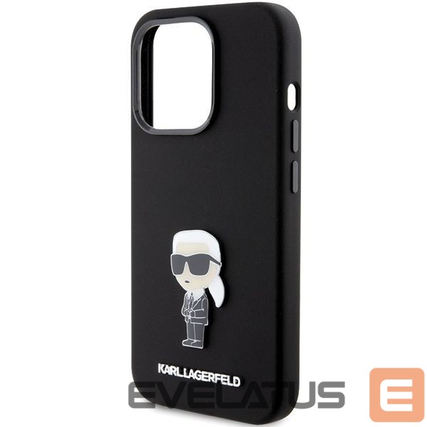 Чехол на заднюю панель Karl Lagerfeld Karl Lagerfeld Silicone Ikonik Metal Pin case for iPhone 15 Pro - black