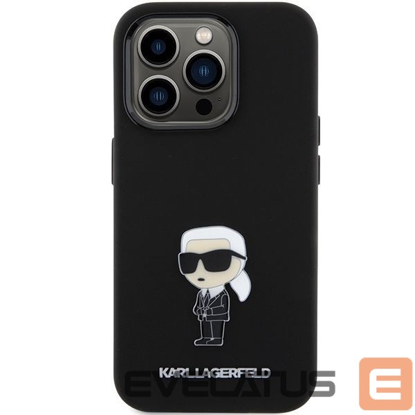 Чехол на заднюю панель Karl Lagerfeld Karl Lagerfeld Silicone Ikonik Metal Pin case for iPhone 15 Pro - black