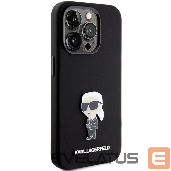 Чехол на заднюю панель Karl Lagerfeld Karl Lagerfeld Silicone Ikonik Metal Pin case for iPhone 15 Pro - black