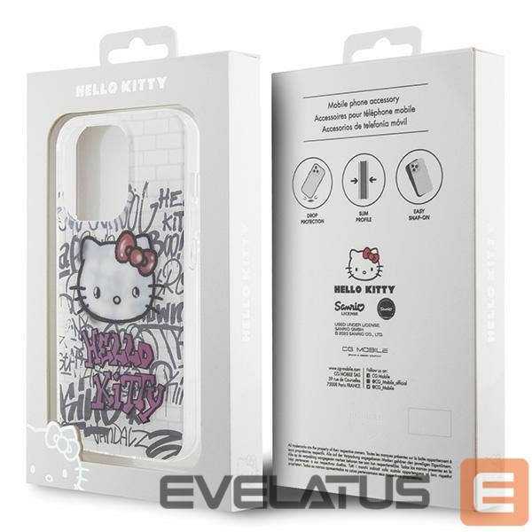 Чехол на заднюю панель Hello Kitty Hello Kitty IML Kitty On Bricks Graffiti case for iPhone 14 Pro - white