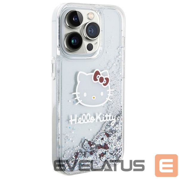 Чехол на заднюю панель Hello Kitty Hello Kitty Liquid Glitter Charms Kitty Head case for iPhone 14 Pro Max - silver