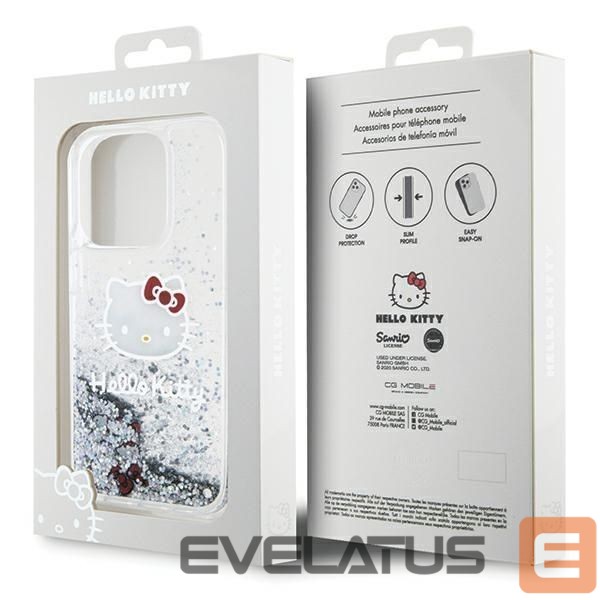 Чехол на заднюю панель Hello Kitty Hello Kitty Liquid Glitter Charms Kitty Head case for iPhone 14 Pro Max - silver