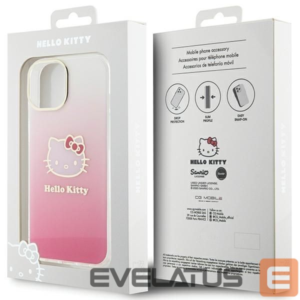 Чехол на заднюю панель Hello Kitty Hello Kitty IML Gradient Electrop Kitty Head case for iPhone 15 - pink