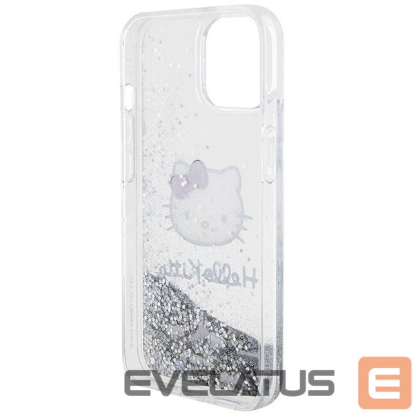 Чехол на заднюю панель Hello Kitty Hello Kitty Liquid Glitter Charms Kitty Head case for iPhone 15 - silver