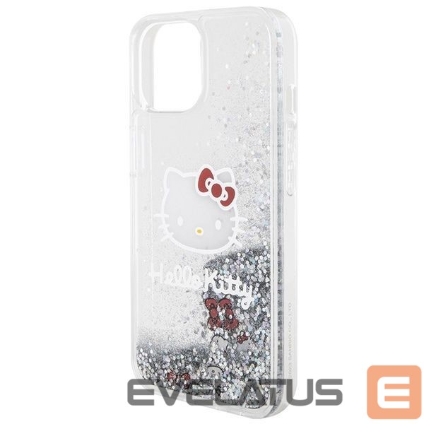Чехол на заднюю панель Hello Kitty Hello Kitty Liquid Glitter Charms Kitty Head case for iPhone 15 - silver