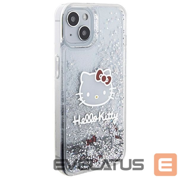 Чехол на заднюю панель Hello Kitty Hello Kitty Liquid Glitter Charms Kitty Head case for iPhone 15 - silver