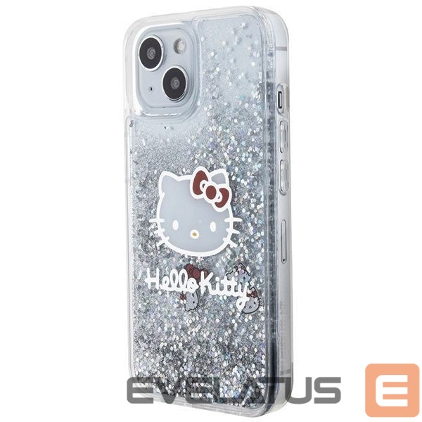 Чехол на заднюю панель Hello Kitty Hello Kitty Liquid Glitter Charms Kitty Head case for iPhone 15 - silver