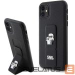 Чехол на заднюю панель Karl Lagerfeld  Karl Lagerfeld Gripstand Saffiano Karl&Choupette Pins case for iPhone 11 / Xr - black 