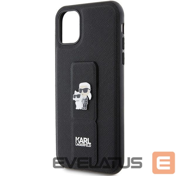 Чехол на заднюю панель Karl Lagerfeld Karl Lagerfeld Gripstand Saffiano Karl&Choupette Pins case for iPhone 11 / Xr - black