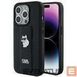 Чехол на заднюю панель Karl Lagerfeld  Karl Lagerfeld Gripstand Saffiano Choupette Pins case for iPhone 14 Pro - black 