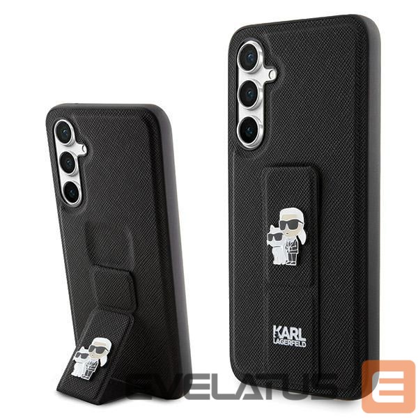 Чехол на заднюю панель Karl Lagerfeld Karl Lagerfeld Gripstand Saffiano Karl&Choupette Pins case for Samsung Galaxy S23 FE - black