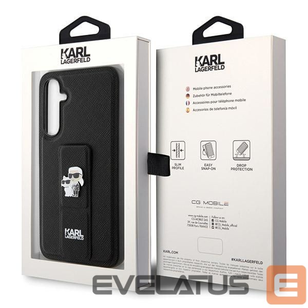 Чехол на заднюю панель Karl Lagerfeld Karl Lagerfeld Gripstand Saffiano Karl&Choupette Pins case for Samsung Galaxy S23 FE - black