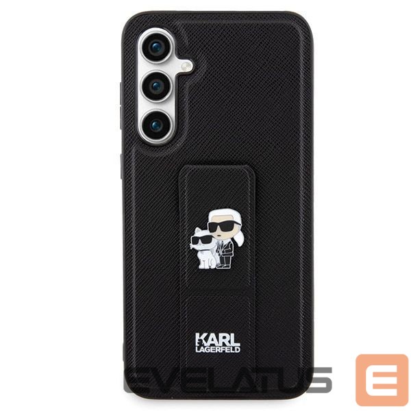 Чехол на заднюю панель Karl Lagerfeld Karl Lagerfeld Gripstand Saffiano Karl&Choupette Pins case for Samsung Galaxy S23 FE - black