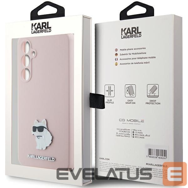 Чехол на заднюю панель Karl Lagerfeld Karl Lagerfeld Silicone Choupette Metal Pin case for Samsung Galaxy S23 FE - pink