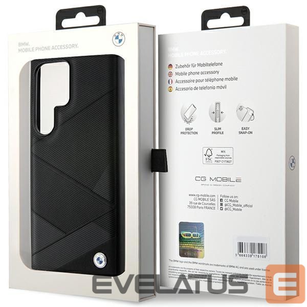Другой аксессуар для телефона BMW BMW BMHCS24L23RCGPK S24 Ultra S928 black/black hardcase Signature Leather Crossing Lines Pattern