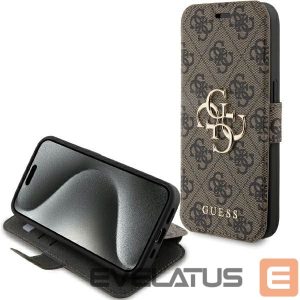 Чехол на заднюю панель Guess  Guess 4G Metal Logo case for iPhone 15 Pro - brown