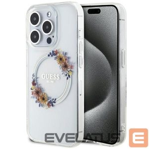 Чехол на заднюю панель Guess  Guess IML Flowers Wreatch MagSafe iPhone 15 Pro Max Case - Clear