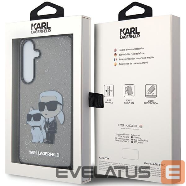 Чехол на заднюю панель Karl Lagerfeld Karl Lagerfeld KLHCS24MHNKCTGK S24+ S926 black/black hardcase Glitter Karl&Choupette