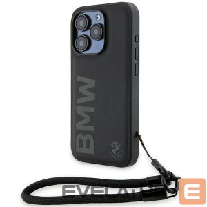 Чехол на заднюю панель BMW  BMW Signature Leather Wordmark Cord case for iPhone 15 Pro - black 