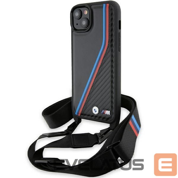 Чехол на заднюю панель BMW BMW M Edition Carbon Tricolor Lines & Strap case for iPhone 15 / 14 / 13 - black