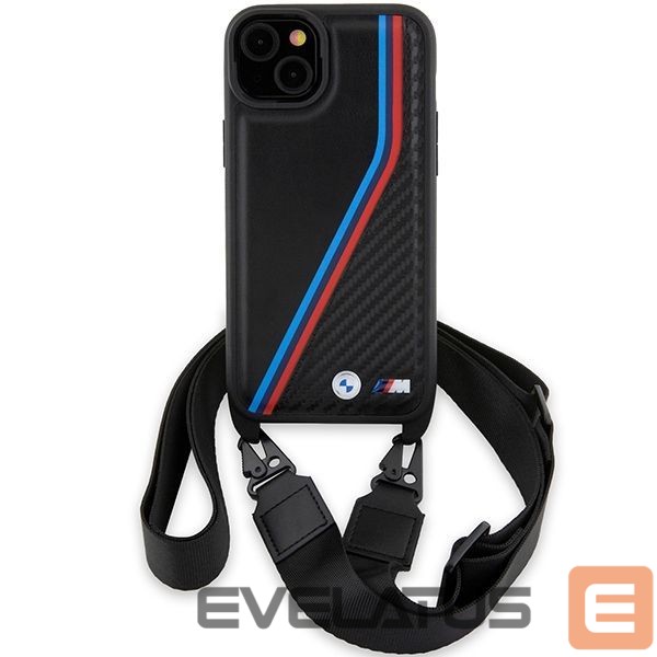 Чехол на заднюю панель BMW BMW M Edition Carbon Tricolor Lines & Strap case for iPhone 15 / 14 / 13 - black